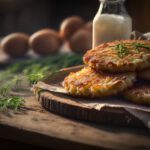 Fresh tasty potato pancakes on a plate.